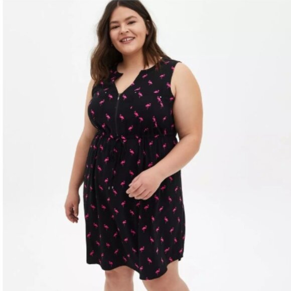 Torrid Pink and Black Sleeveless Sundress - Picture 1 of 8